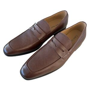 New: Calvin Klein Mens Rinver Slip-On Penny Loafers Dress Oxford shoes Brown 10M